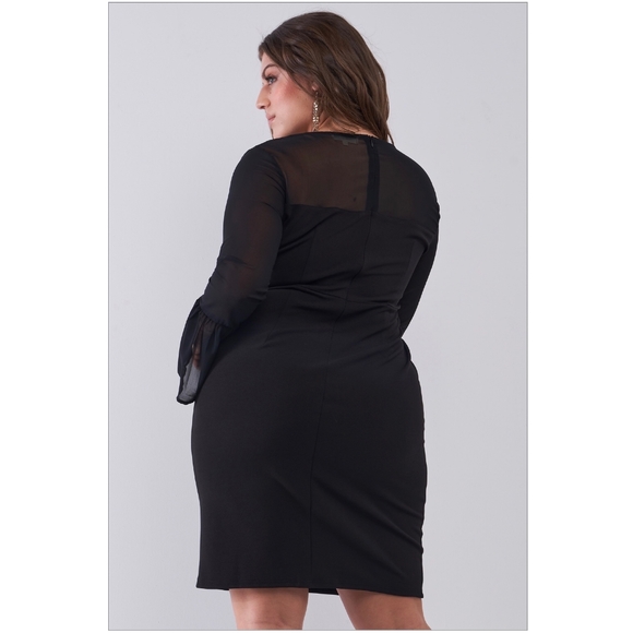HAUTE CURVE Sophisticated Black Fitted Dress - Picture 6 of 7